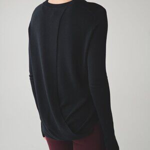 Lululemon Black Boolux Cashmere Tencel Bring It Backend Open Back Sweater